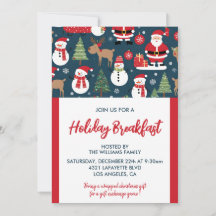Convite de Café da Manhã de Natal Papai Noel Bonec