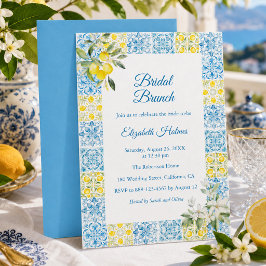 Convite de Café da Manhã de Noiva com Azulejo Azul