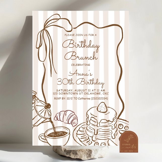 Convite de café para brunch de aniversário caprich (Criador carregado)