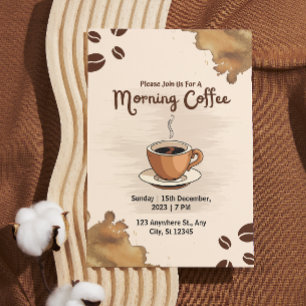 Convite de Café Simples Marrom para a Manhã