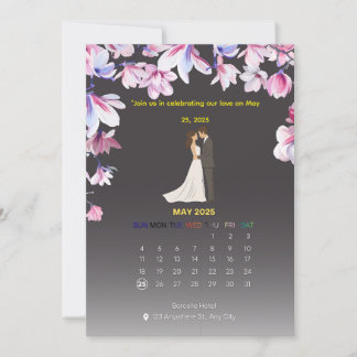 Convite de Calendário de Casamento Elegante