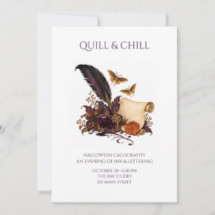 Convite de Caligrafia de Halloween Quill e Chill