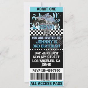 Convite de Caminhão Monstro Tubarão