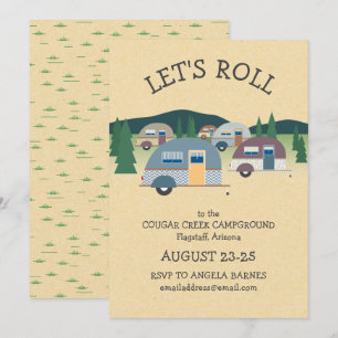 Convite de Camping de Reboque em Forma de Lágrima 