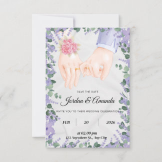 convite de campos de lavanda elegantes