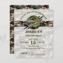 Convite de camuflagem de raptor de aniversário do 