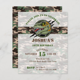 Convite de camuflagem de raptor de aniversário do 