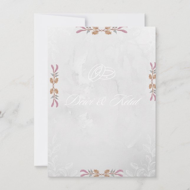 Convite de Canto de Casamento Floral Azul Marinho  (Frente)