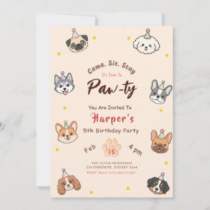 Convite de CÃO, Aniversário de Cachorrinho Fofo