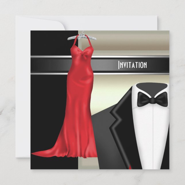 Convite de Caridade Formal de Gravata Preta (Verso)