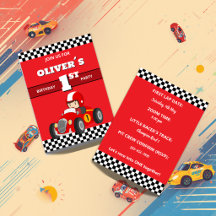 Convite de Carro de Corrida para 1º Aniversário Ed