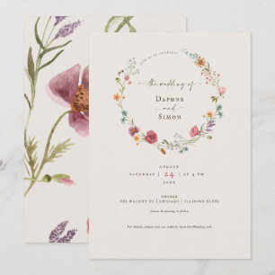 Convite de Carta de Aquarela de Flores Silvestres