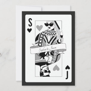 Convite de Carta de Baralho Rei Rainha