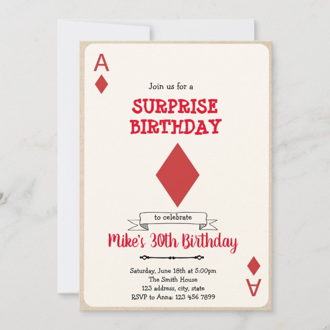 Convite de carta de jogo de cassino (Frente)