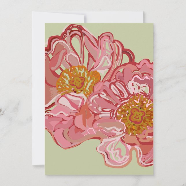 Convite de cartão com design de rosas tradicionais (Frente)