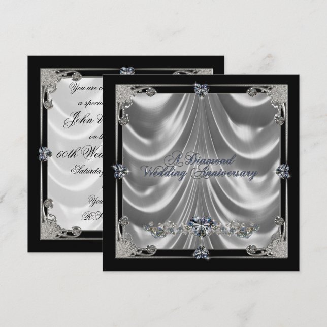Convite de cartão de aniversário de 60 anos de cas (Frente/Verso)