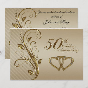 Convite de Cartão de Aniversário de Bodas de Ouro