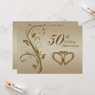 Convite de Cartão de Aniversário de Bodas de Ouro
