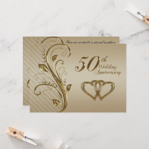 Convite de Cartão de Aniversário de Bodas de Ouro