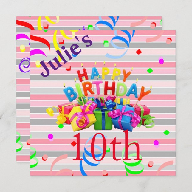 Convite de Cartão de Aniversário Faixa (Frente/Verso)