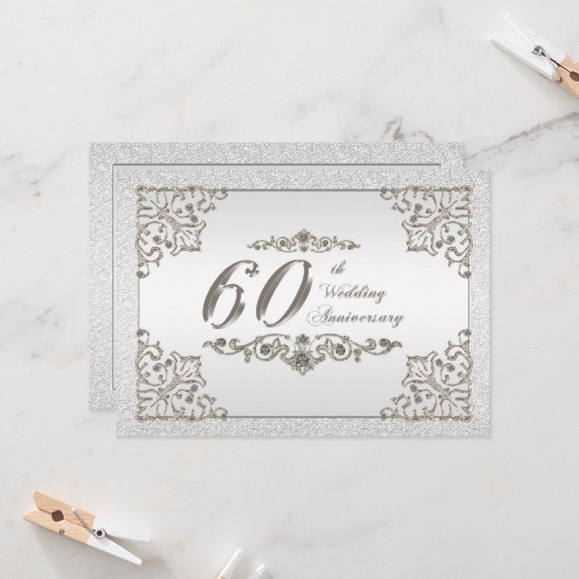 Convite de Cartão de Bodas de 60 Anos (Frente/Verso In Situ)