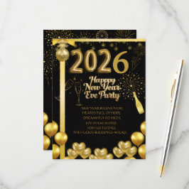 Convite de Cartão de Festa de Ano Novo Elegante