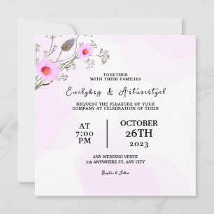 Convite de cartão de flor de cor de casamento Desi