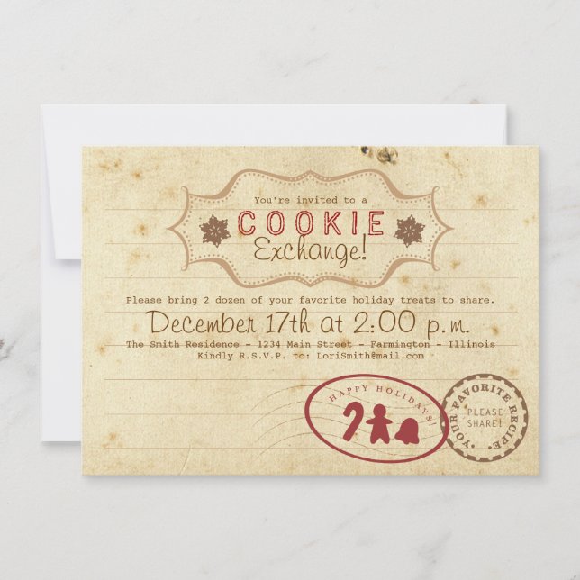 Convite de Cartão de Receita de Troca de Cookie (Frente)
