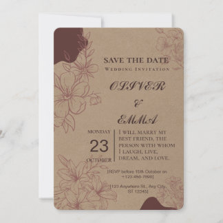 Convite de Cartão de 'Save the Date' Floral Vintag