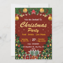 Convite de cartão editável para evento de Natal