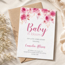 Convite de cartão elegante cor-de-rosa floral para