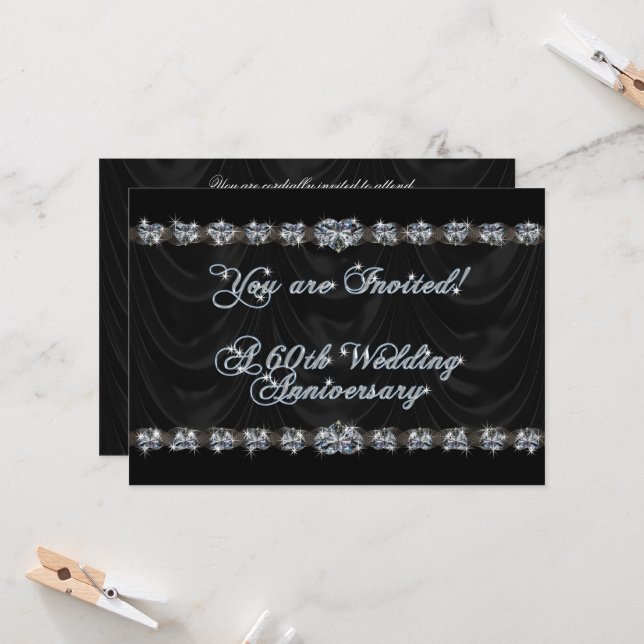Convite de Cartão para Bodas de 60 Anos de Casamen (Frente/Verso In Situ)