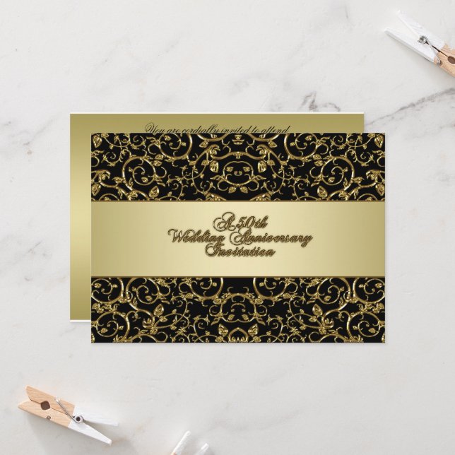 Convite de Cartão para Bodas de Ouro 50 Anos (Frente/Verso In Situ)