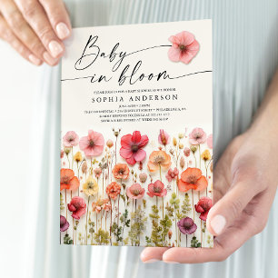 Convite de cartão para chá de bebê Love In Bloom