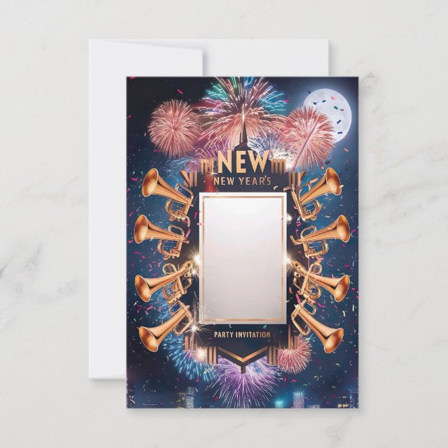 Convite de Cartão para Festa de Ano Novo (Frente)