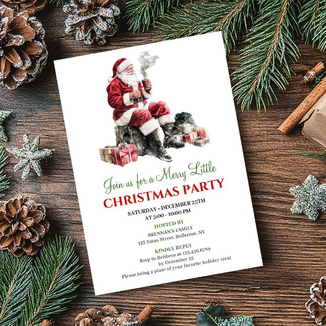 Convite de Cartão para Festa de Cena Clássica de F (Classic Cozy Holiday Scene Party Invitation Card)
