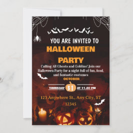 Convite de Cartão para Festa de Fantasias de Hallo