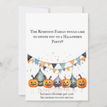 Convite de Cartão para Festa de Halloween de Abóbo