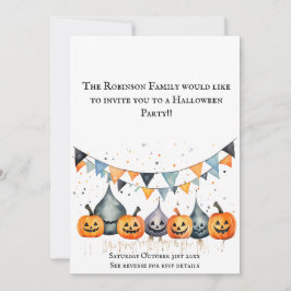 Convite de Cartão para Festa de Halloween de Abóbo
