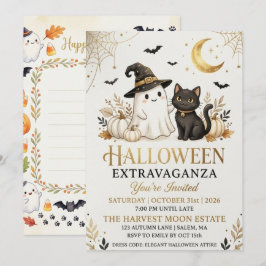 Convite de Cartão para Festa de Halloween em Preto