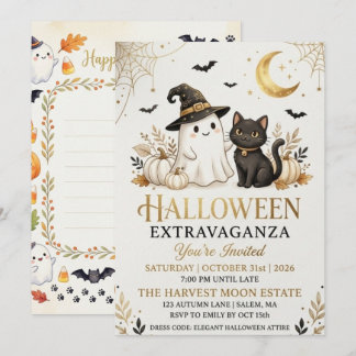 Convite de Cartão para Festa de Halloween em Preto