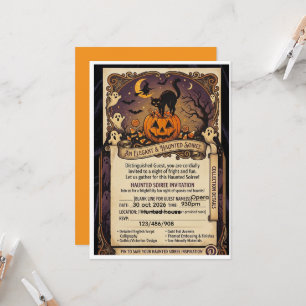 Convite de Cartão para Festa de Halloween Vintage