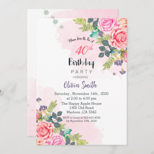 convite de cartão para mais um ano de floresciment (Frente/Verso)