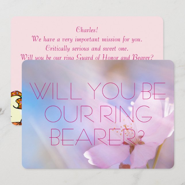 Convite de cartão para o portador do anel de casam (Frente/Verso)