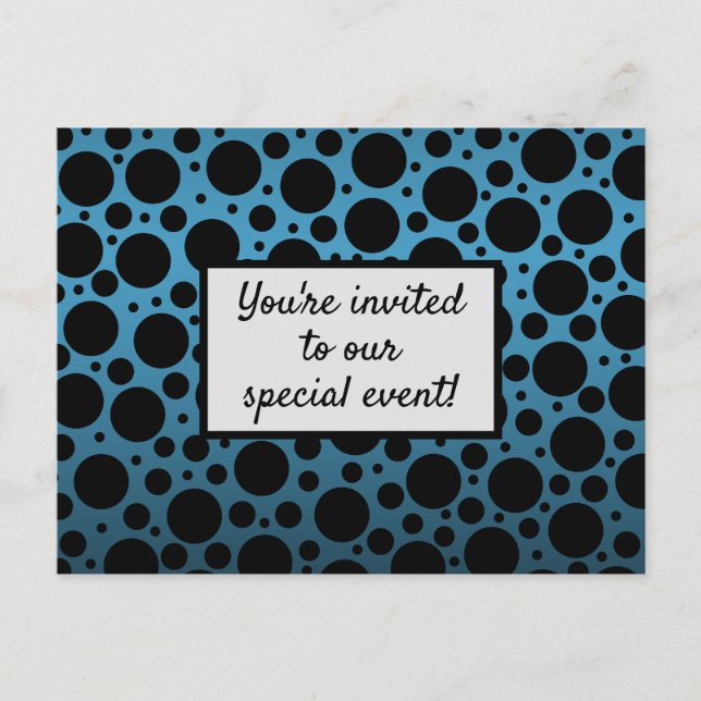 Convite de Cartão-Postal Azul Pavão Aleatório do B (Frente)