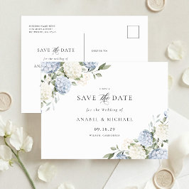 Convite de Cartão Postal Blue Hydrangea para Salva