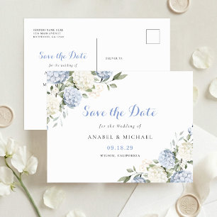 Convite de Cartão Postal Blue Hydrangea para Salva