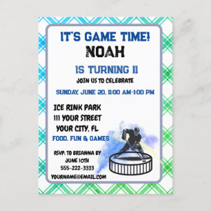 Convite de cartão postal com tema de jogador de hó