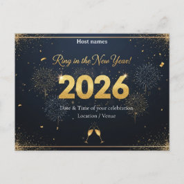 Convite de Cartão Postal de Ano Novo – 2026