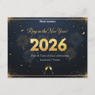 Convite de Cartão Postal de Ano Novo – 2026